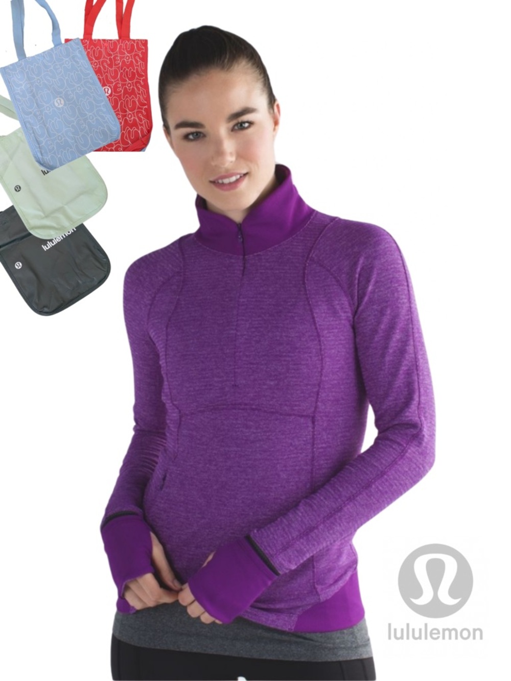 LULULEMON Runderful 1/2 Half Zip Long Sleeve Pullover Top + Small Reusable Bag